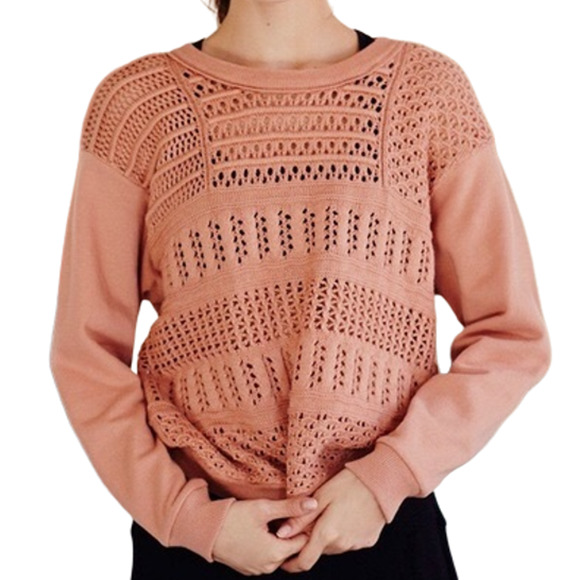 Free People Movement Keenan Sweater XS Pink Knit Crew Neck Long Sleeve 264 - Picture 1 of 9